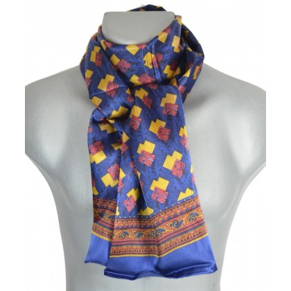 Foulard Homme Soie Rouge Motifs - Traclet Reference : 7254