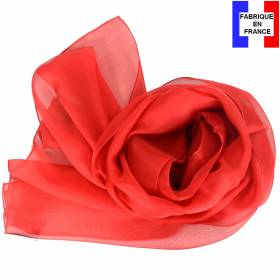 Echarpe en soie rouge unie made in France