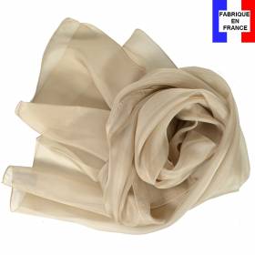 Echarpe en soie beige unie made in France