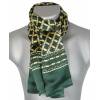 Foulard homme en soie vert et beige croisillons