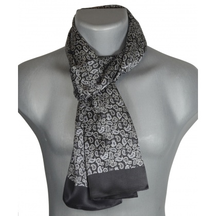 Foulard soie homme paisley noir