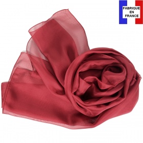 Foulard en soie bordeaux uni made in France