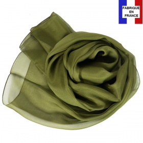 Foulard en soie kaki uni made in France