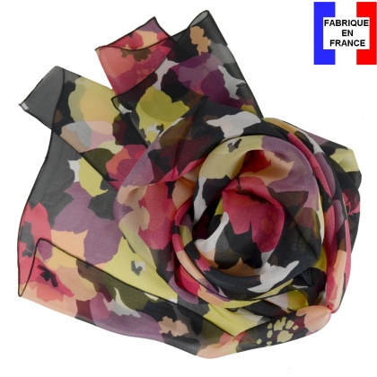 Foulard en soie Floral rouge made in France