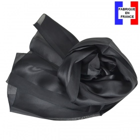 Echarpe homme en soie noire made in France